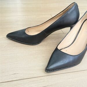 Black leather heels with studs